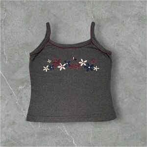 Women’s Grey and floral embroidered tank top
